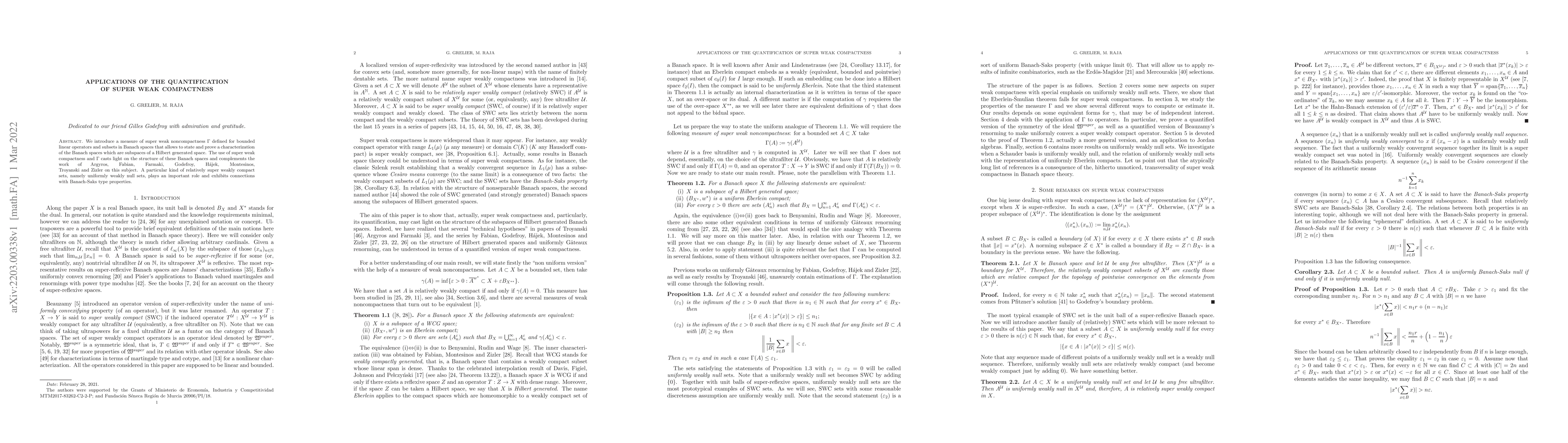 Thumbnail for Applications of the quantification of super weak compactness