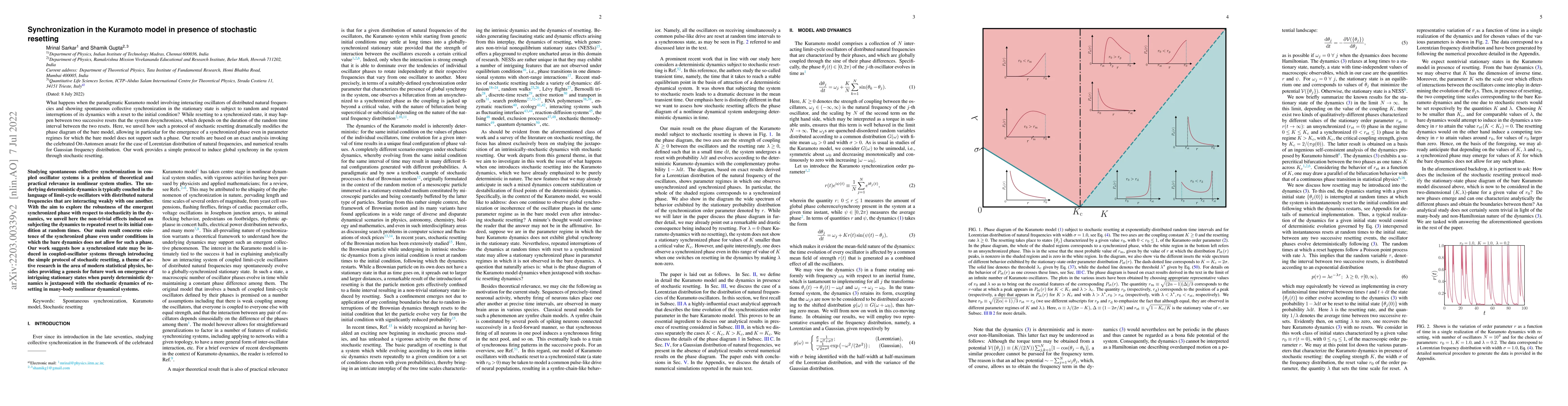 Thumbnail for Synchronization in the Kuramoto model in presence of stochastic
  resetting