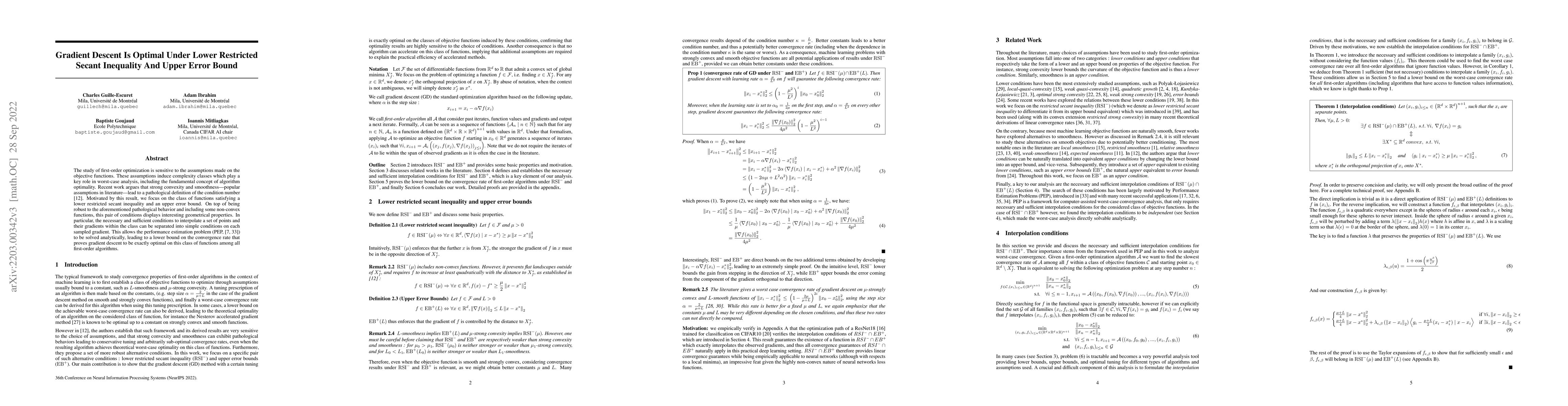 Thumbnail for Gradient Descent Is Optimal Under Lower Restricted Secant Inequality And
  Upper Error Bound