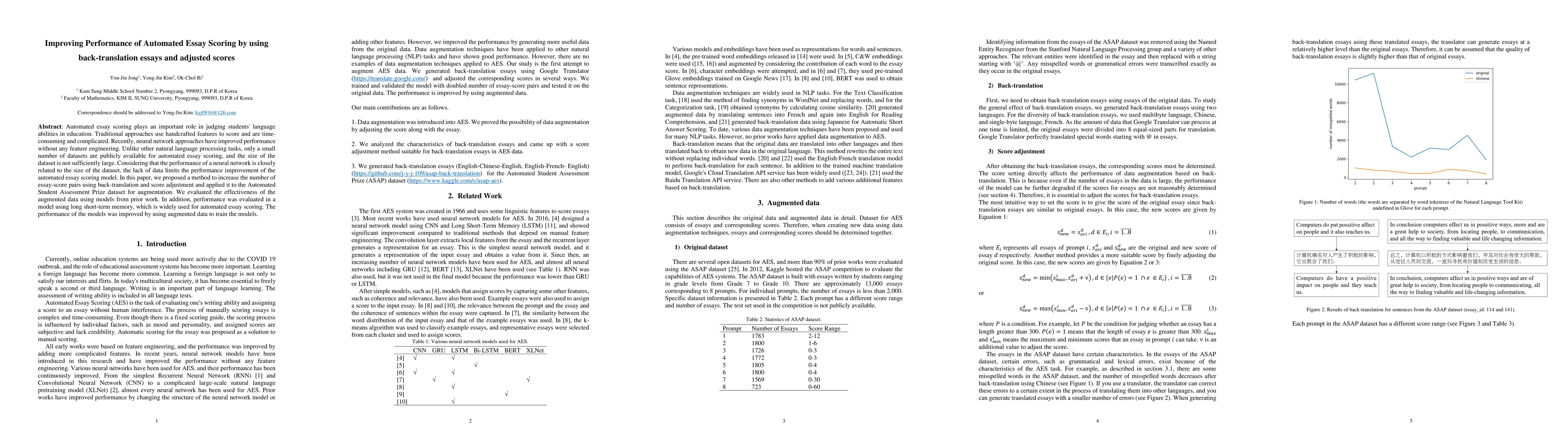 Thumbnail for Improving Performance of Automated Essay Scoring by using
  back-translation essays and adjusted scores