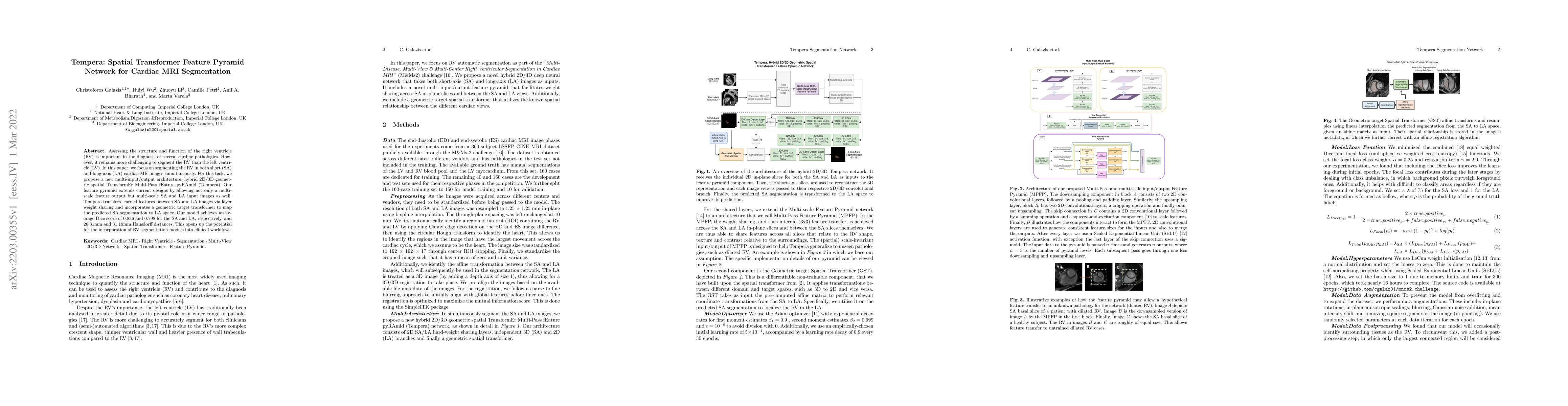 Thumbnail for Tempera: Spatial Transformer Feature Pyramid Network for Cardiac MRI
  Segmentation
