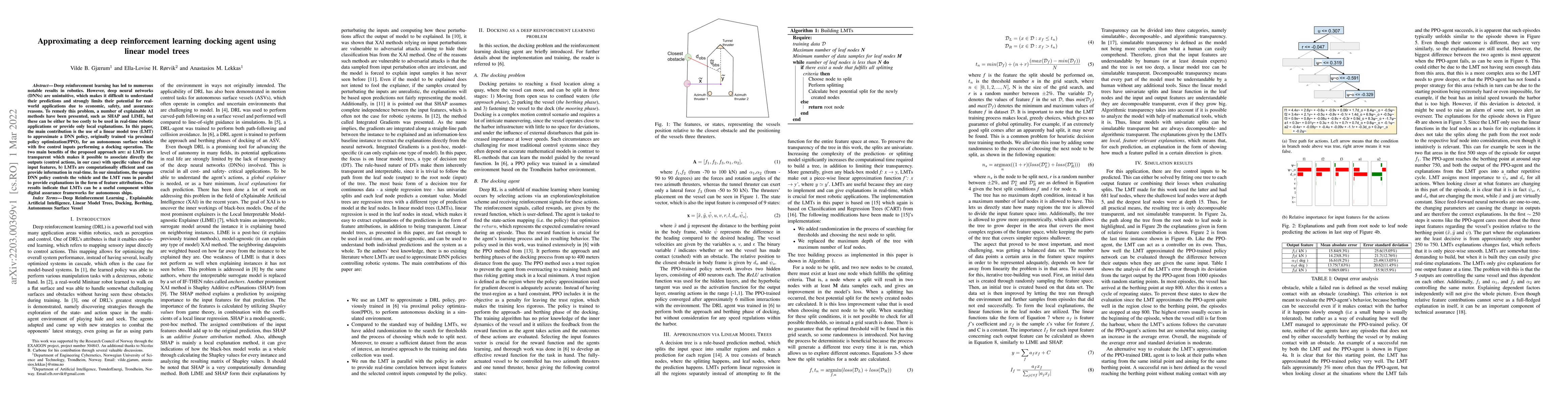 Thumbnail for Approximating a deep reinforcement learning docking agent using linear
  model trees