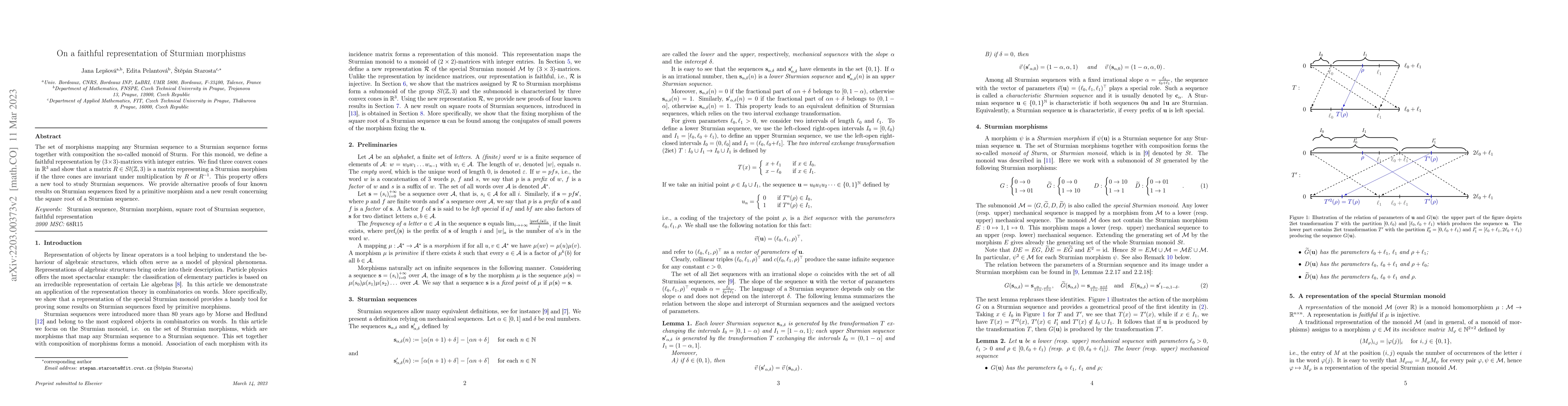 Thumbnail for On a faithful representation of Sturmian morphisms