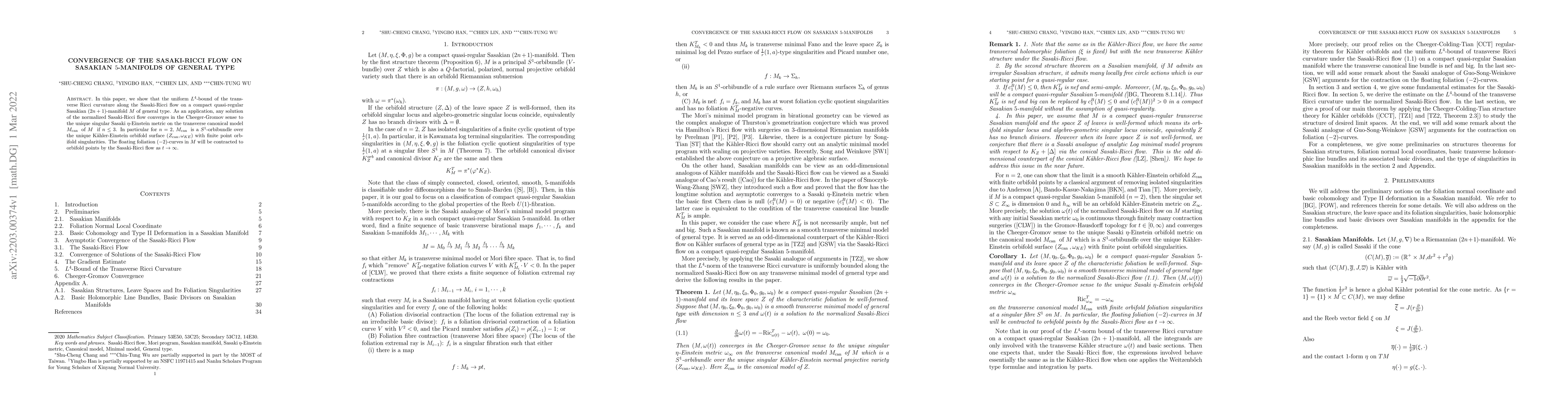 Thumbnail for Convergence of the Sasaki-Ricci flow on Sasakian 5-manifolds of general
  type