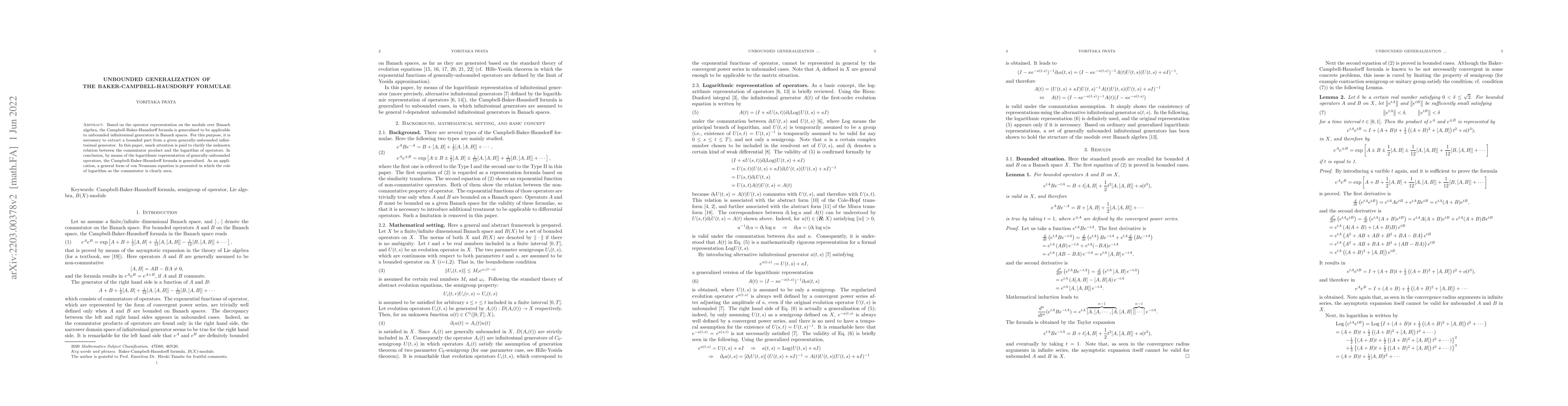 Thumbnail for Unbounded generalization of the Baker-Campbell-Hausdorff formulae