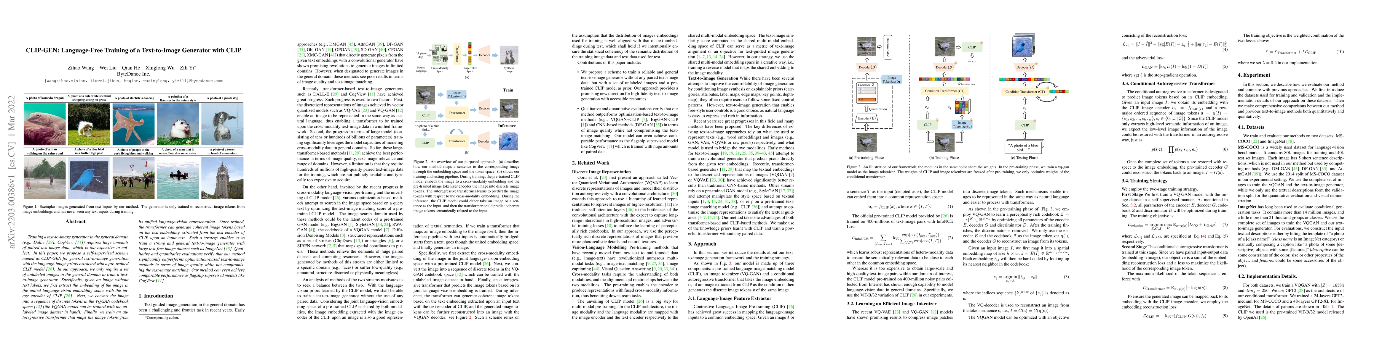 Thumbnail for CLIP-GEN: Language-Free Training of a Text-to-Image Generator with CLIP