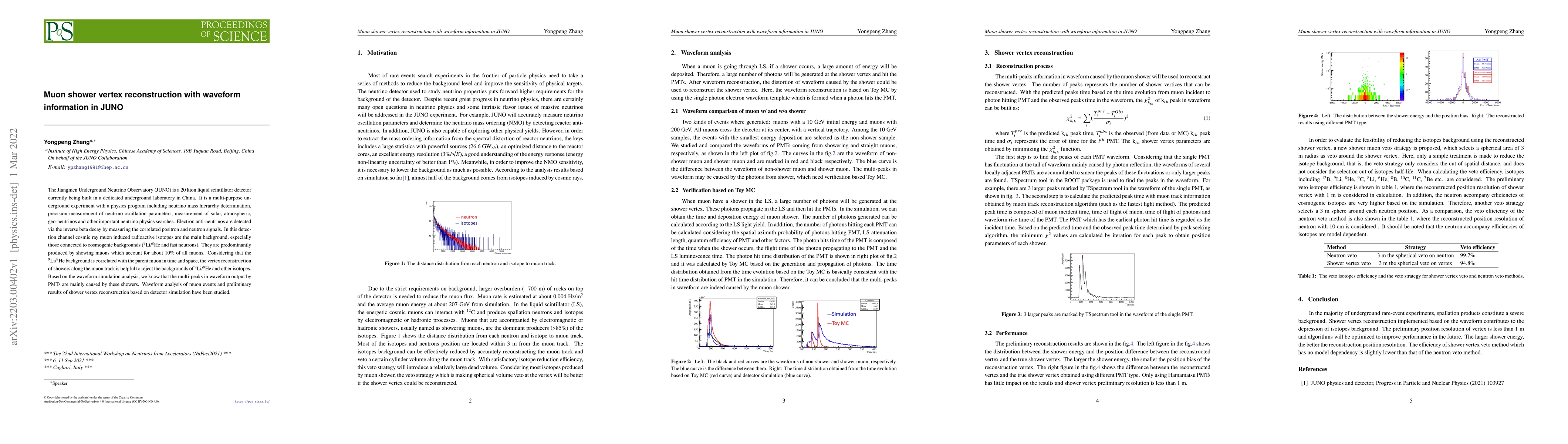 Thumbnail for Muon shower vertex reconstruction with waveform information in JUNO