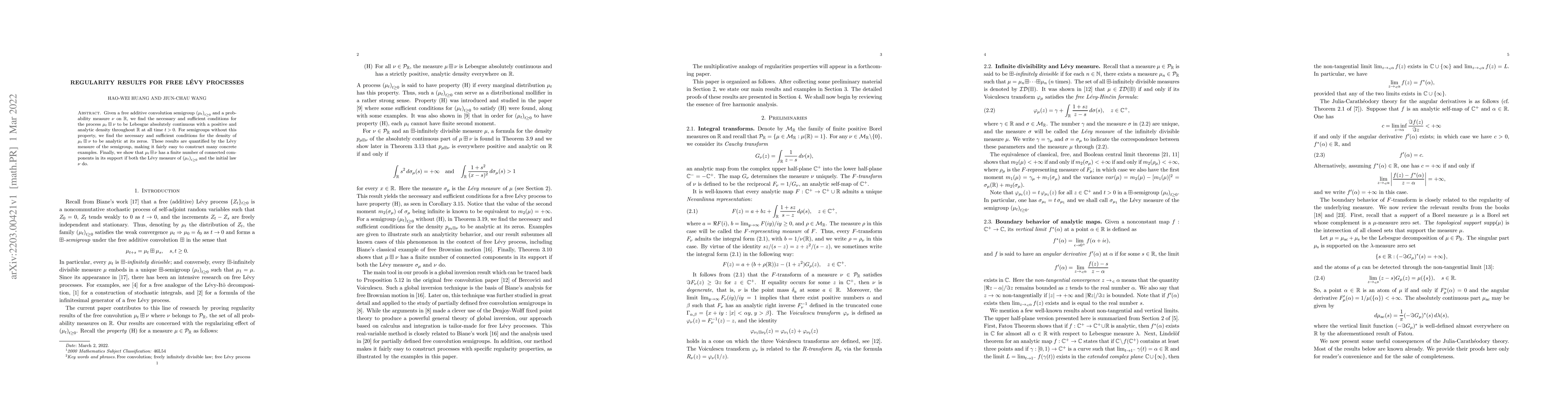 Thumbnail for Regularity results for free L\'{e}vy processes