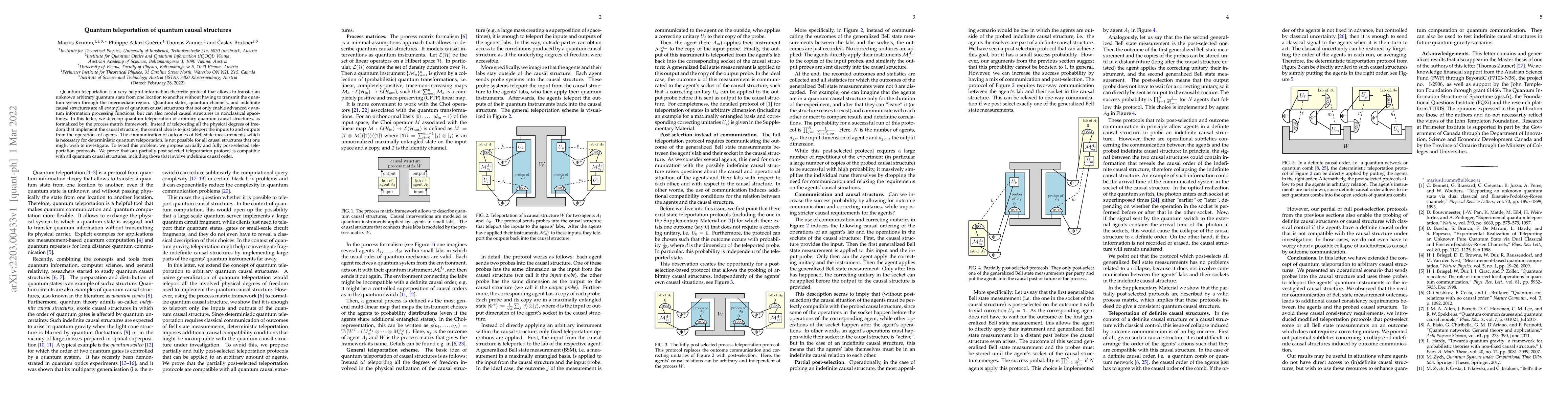 Thumbnail for Quantum teleportation of quantum causal structures
