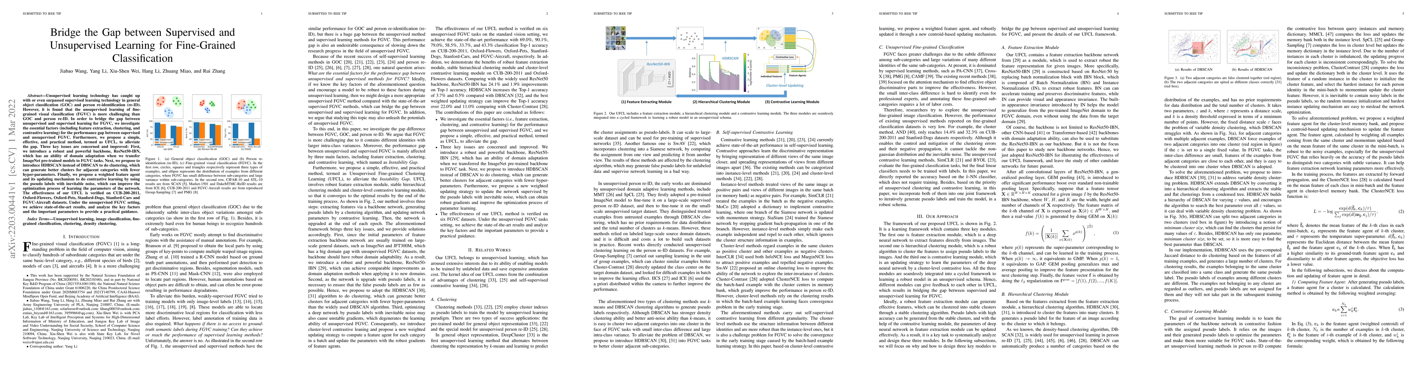 Thumbnail for Bridge the Gap between Supervised and Unsupervised Learning for
  Fine-Grained Classification