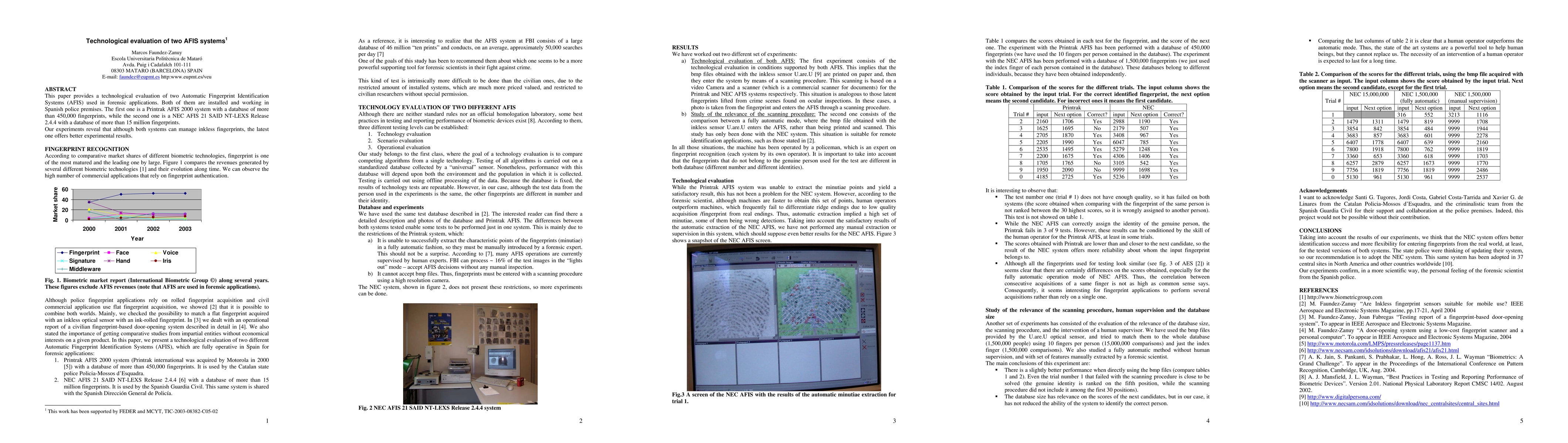 Thumbnail for Technological evaluation of two AFIS systems