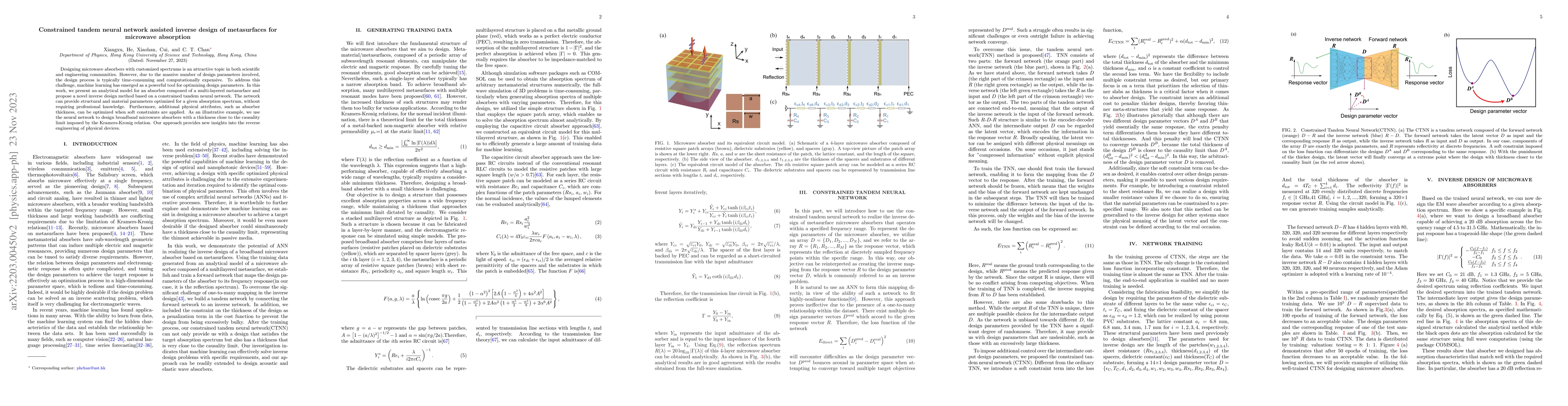 Thumbnail for Constrained tandem neural network assisted inverse design of
  metasurfaces for microwave absorption