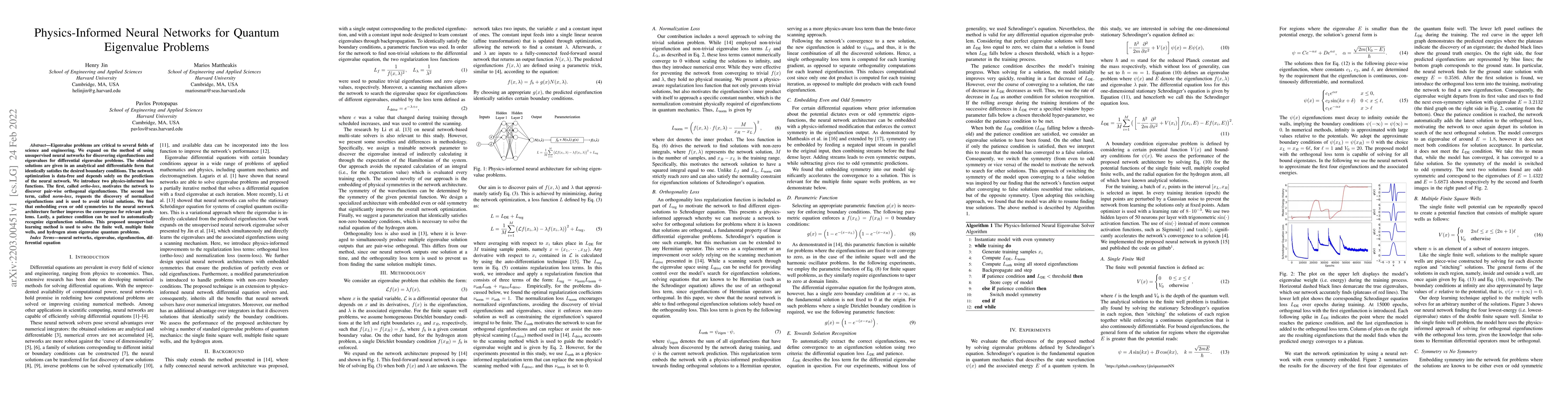 Thumbnail for Physics-Informed Neural Networks for Quantum Eigenvalue Problems