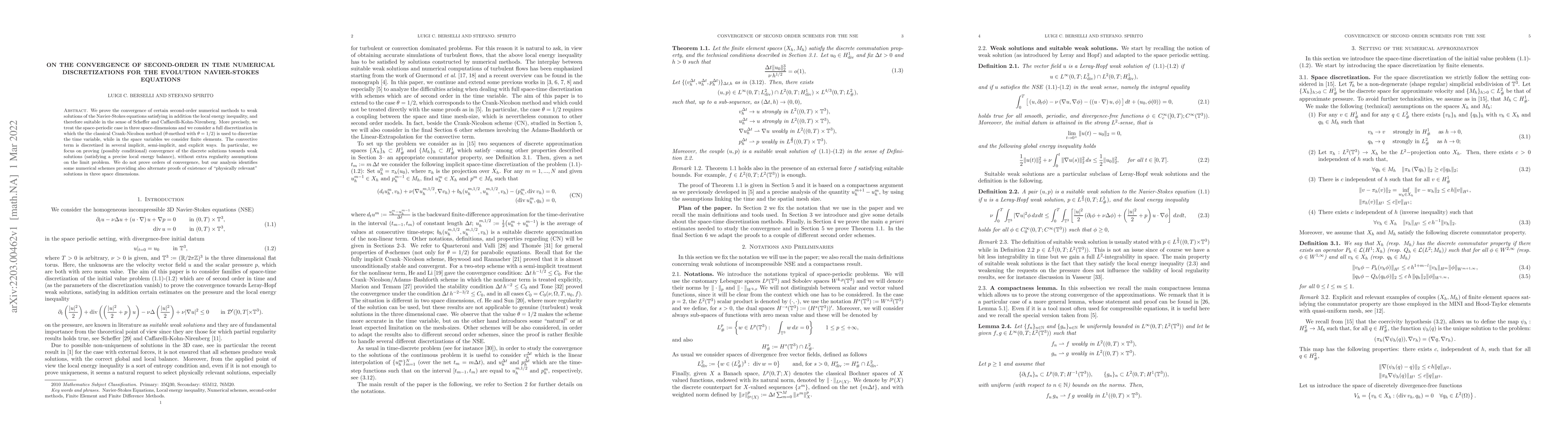 Thumbnail for On the convergence of second-order in time numerical discretizations for
  the evolution Navier-Stokes equations
