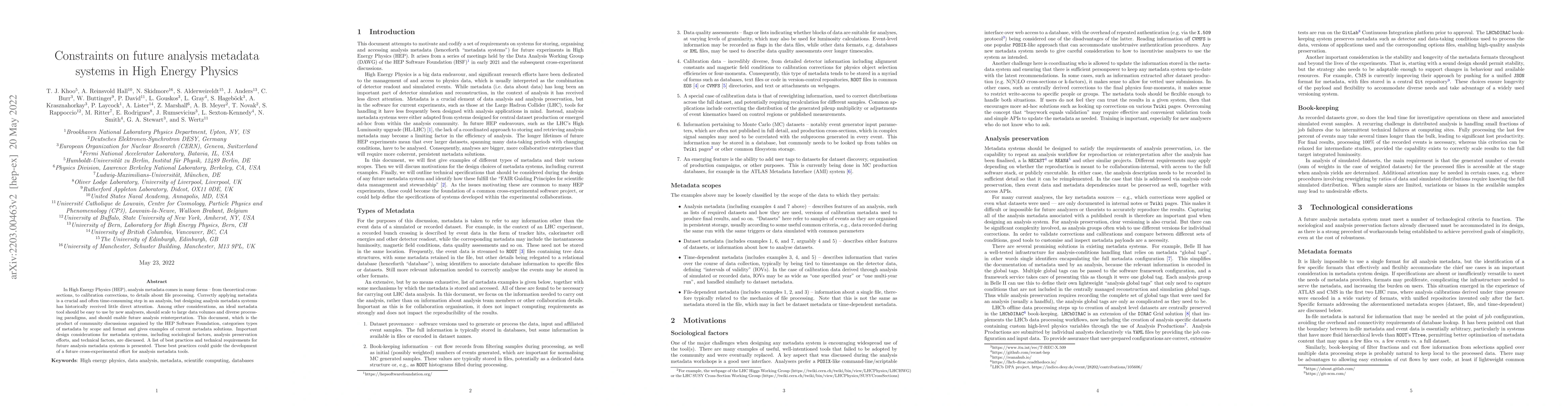 Thumbnail for Constraints on future analysis metadata systems in High Energy Physics