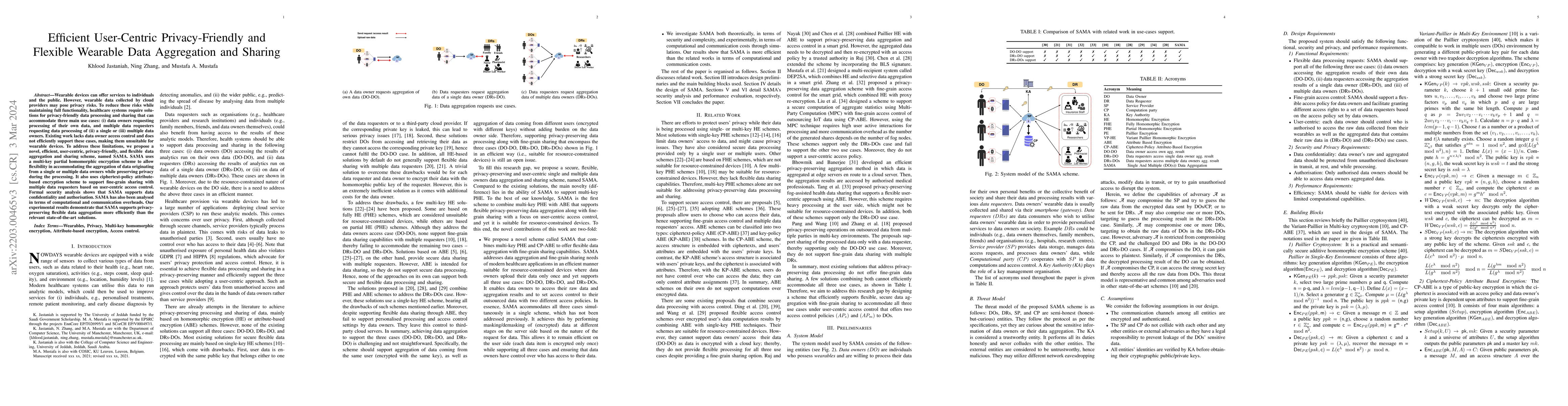 Thumbnail for Efficient User-Centric Privacy-Friendly and Flexible Wearable Data
  Aggregation and Sharing