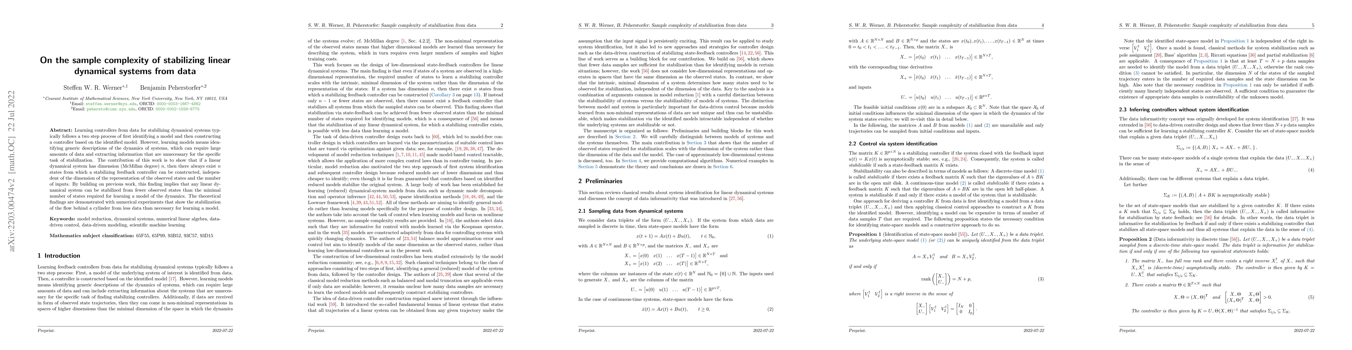Thumbnail for On the sample complexity of stabilizing linear dynamical systems from
  data