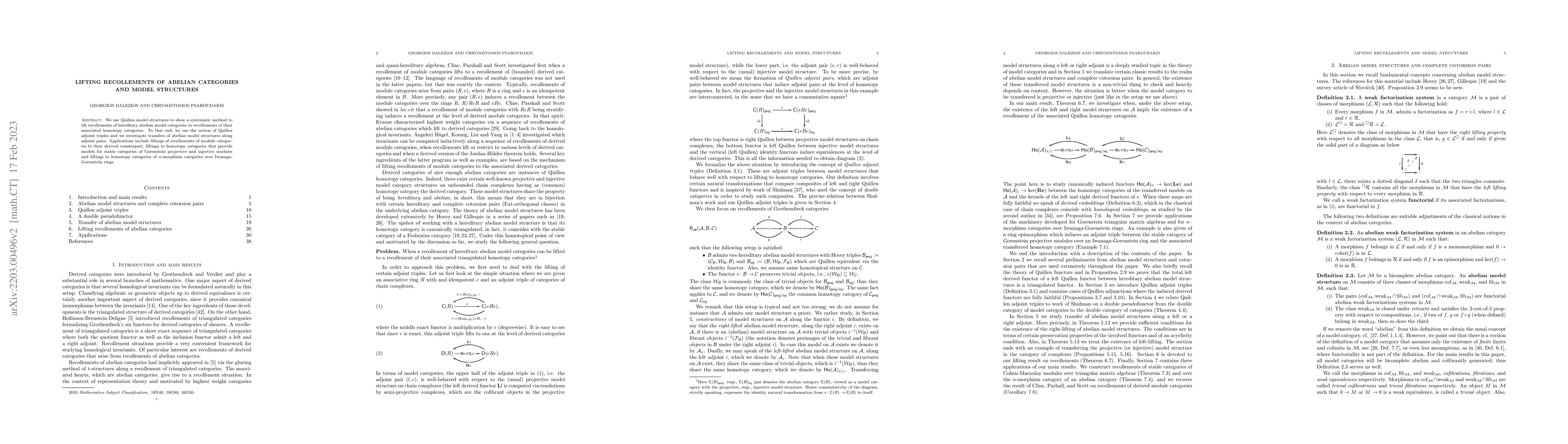 Thumbnail for Lifting recollements of abelian categories and model structures