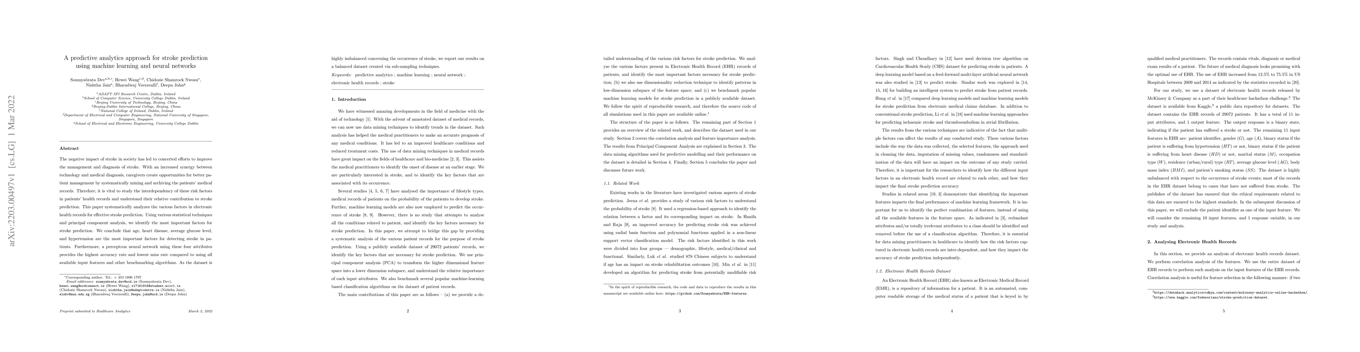 Thumbnail for A predictive analytics approach for stroke prediction using machine
  learning and neural networks