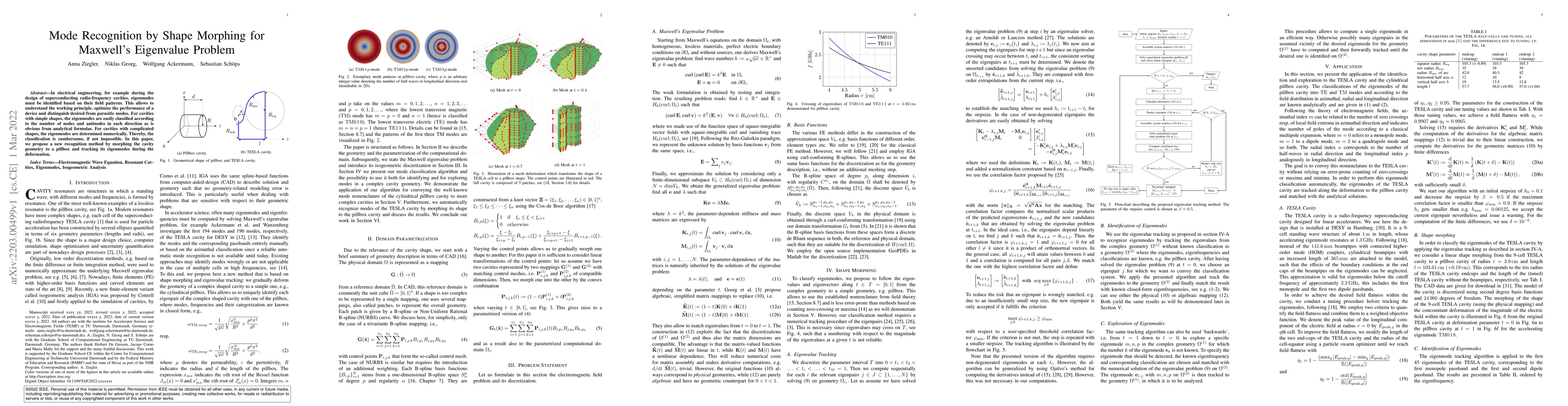 Thumbnail for Mode Recognition by Shape Morphing for Maxwell's Eigenvalue Problem