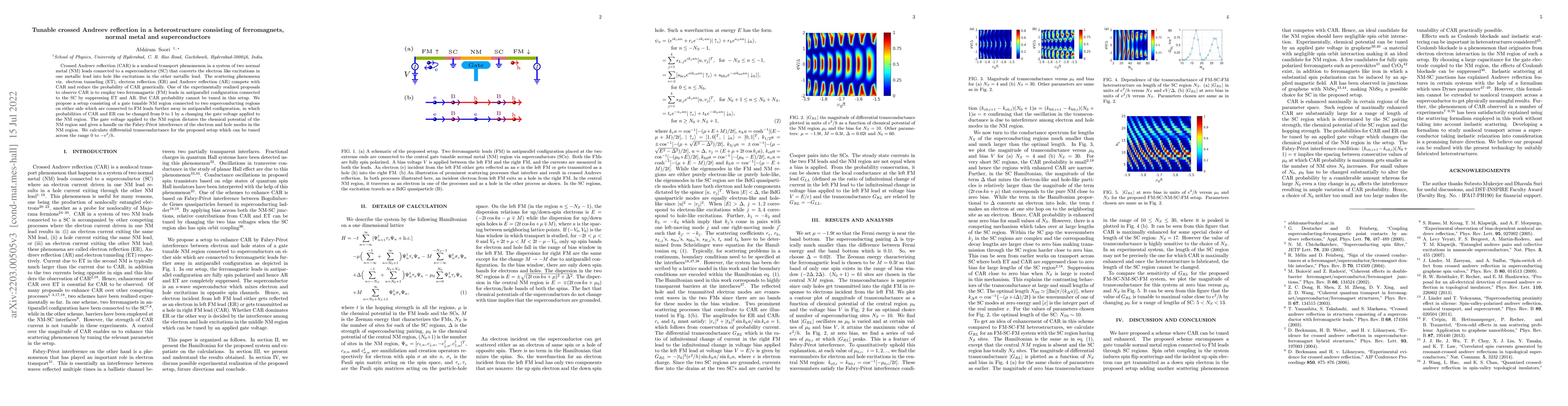 Thumbnail for Tunable crossed Andreev reflection in a heterostructure consisting of
  ferromagnets, normal metal and superconductors