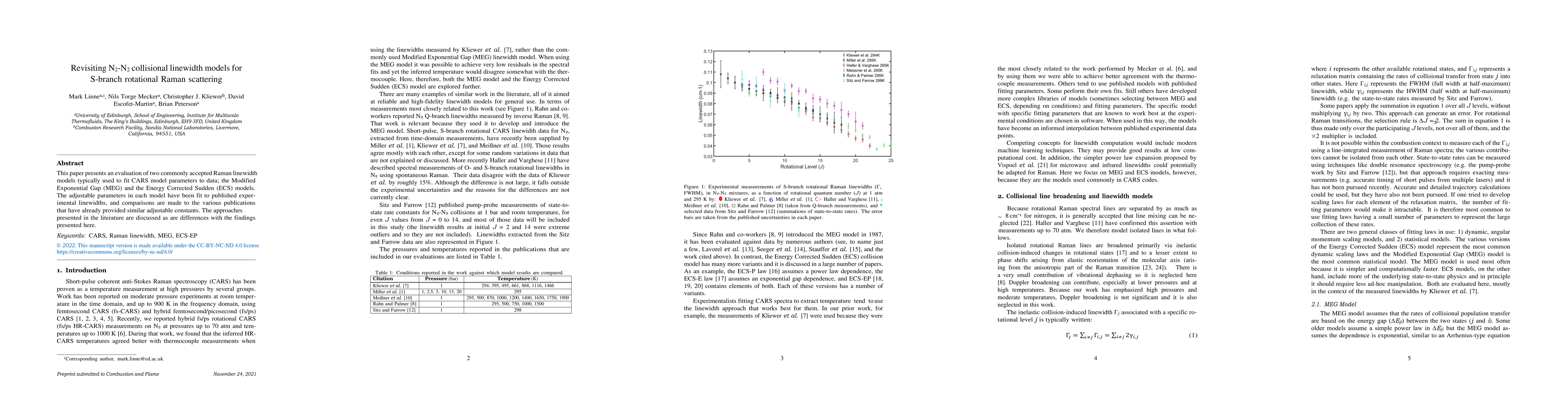 Thumbnail for Revisiting N$_2$-N$_2$ collisional linewidth models for S-branch
  rotational Raman scattering