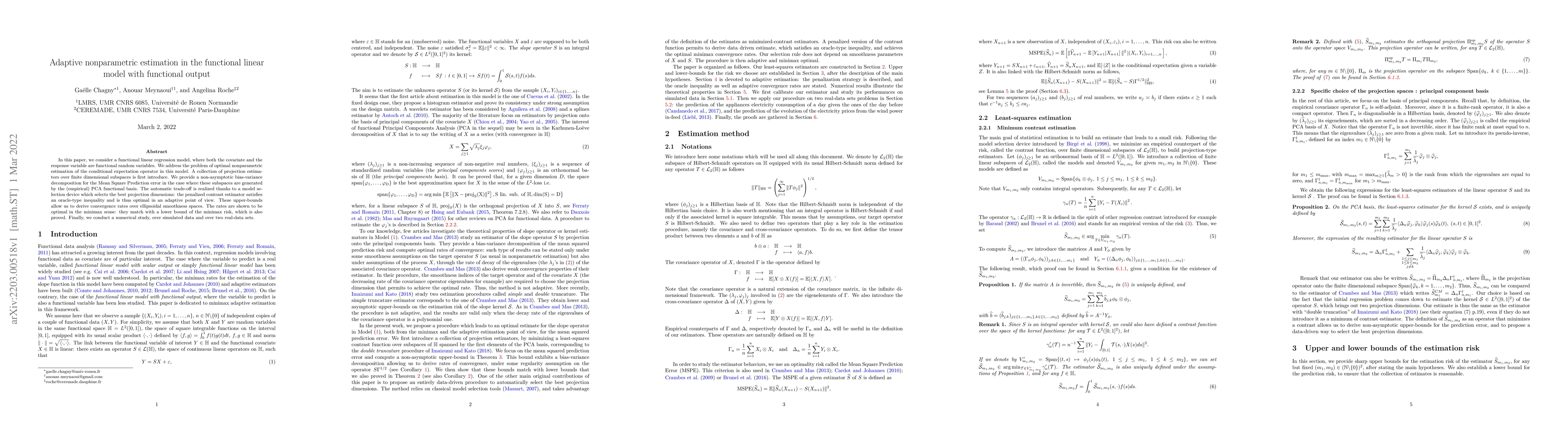 Thumbnail for Adaptive nonparametric estimation in the functional linear model with
  functional output