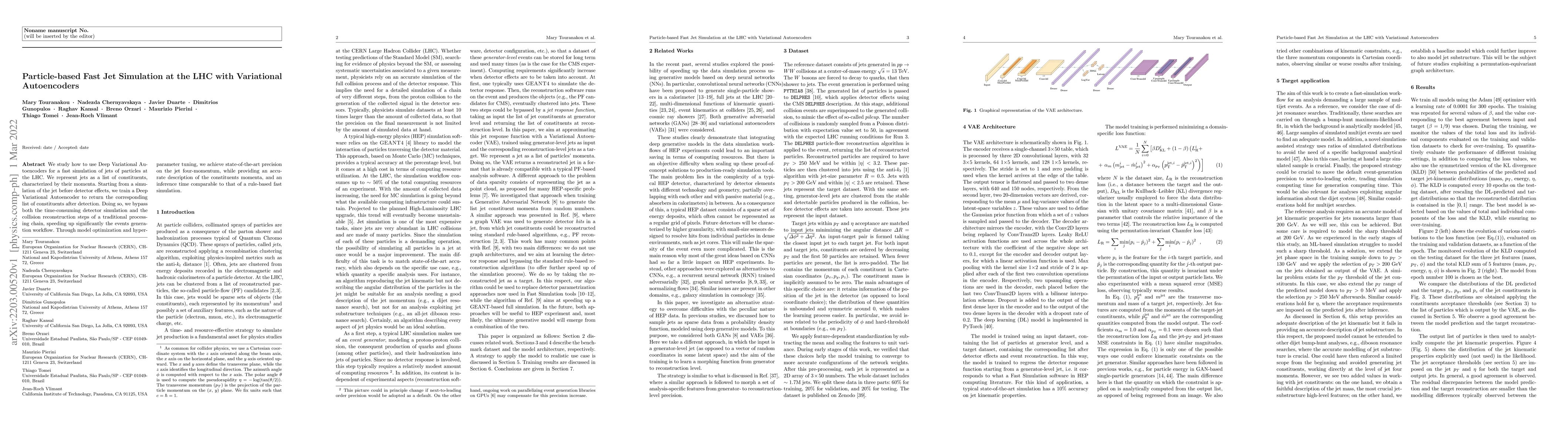 Thumbnail for Particle-based Fast Jet Simulation at the LHC with Variational
  Autoencoders