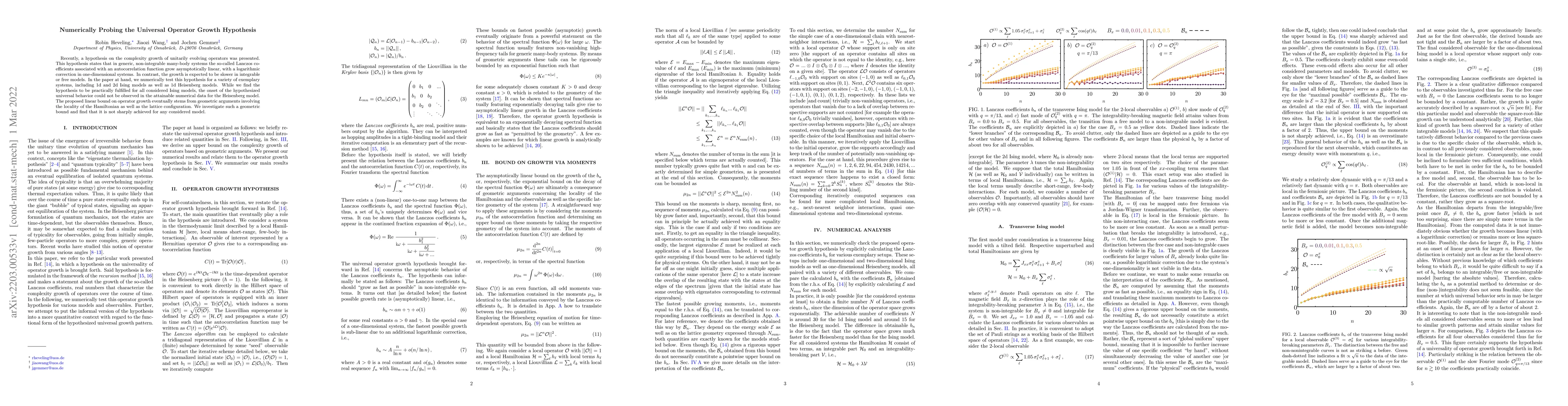 Thumbnail for Numerically Probing the Universal Operator Growth Hypothesis