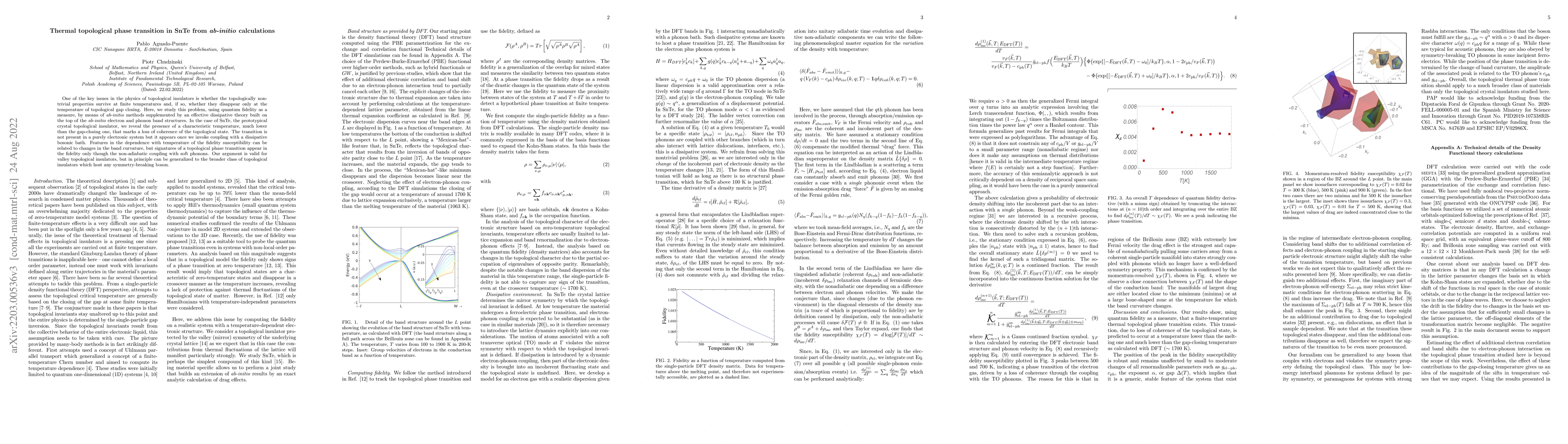 Thumbnail for Thermal topological phase transition in SnTe from \emph{ab-initio}
  calculations