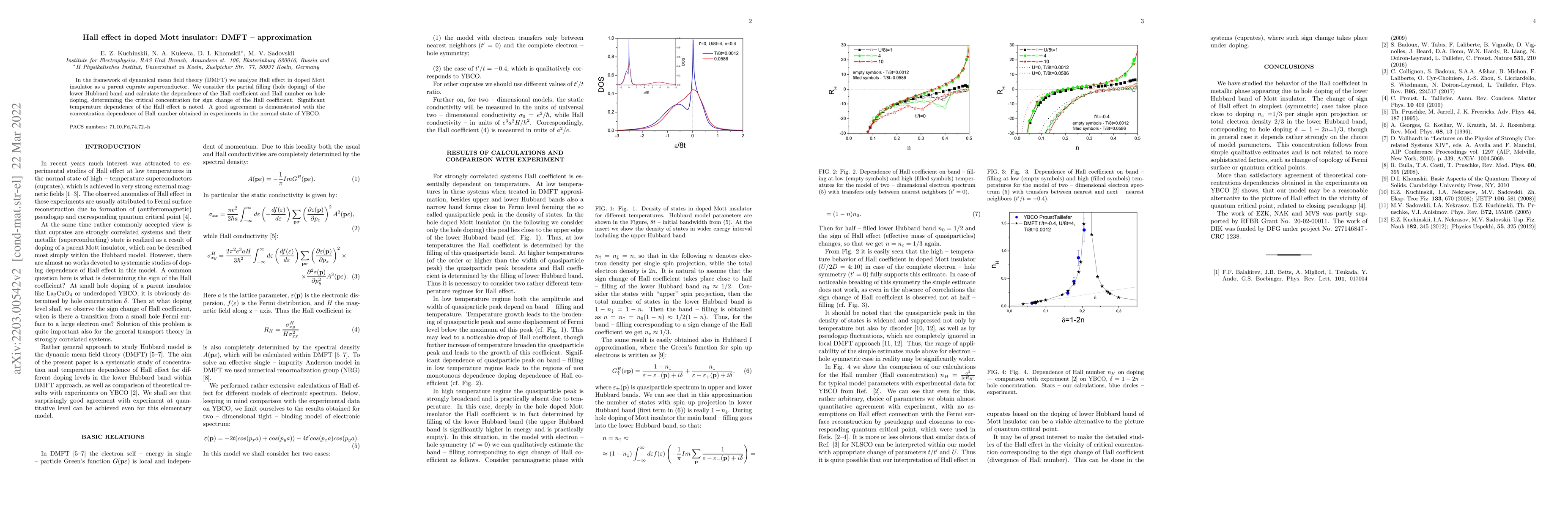Thumbnail for Hall effect in doped Mott insulator: DMFT-approximation