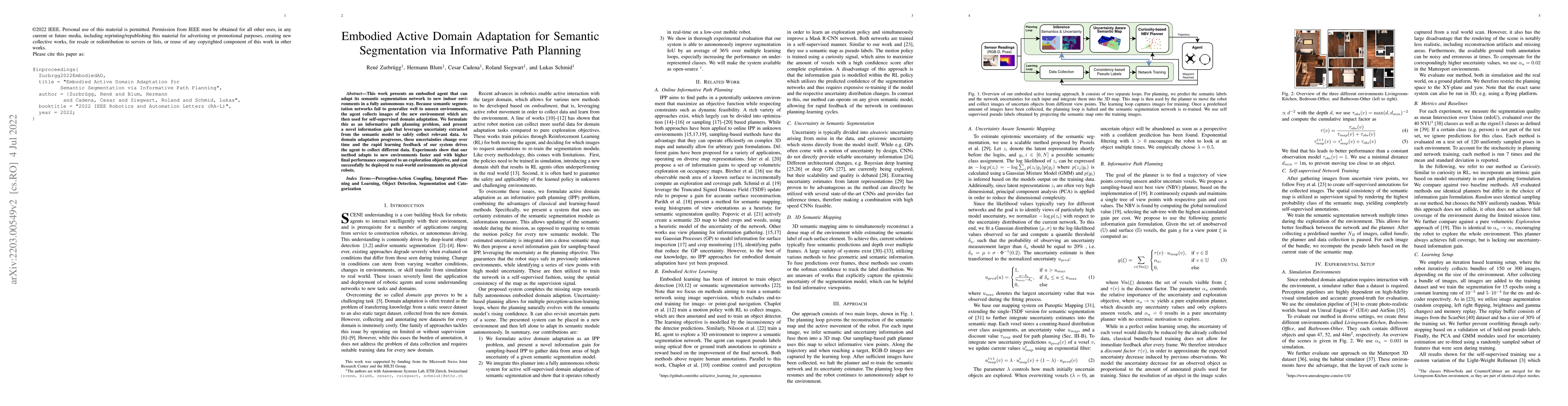Thumbnail for Embodied Active Domain Adaptation for Semantic Segmentation via
  Informative Path Planning