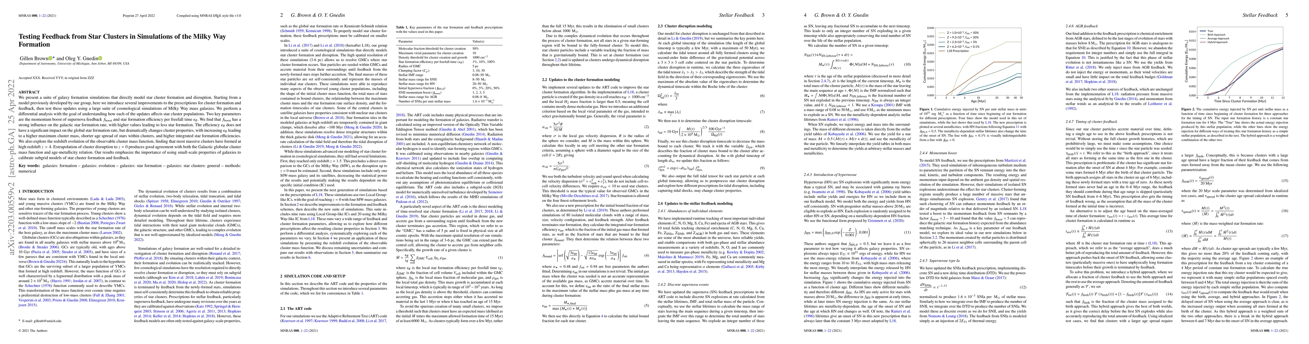 Thumbnail for Testing Feedback from Star Clusters in Simulations of the Milky Way
  Formation