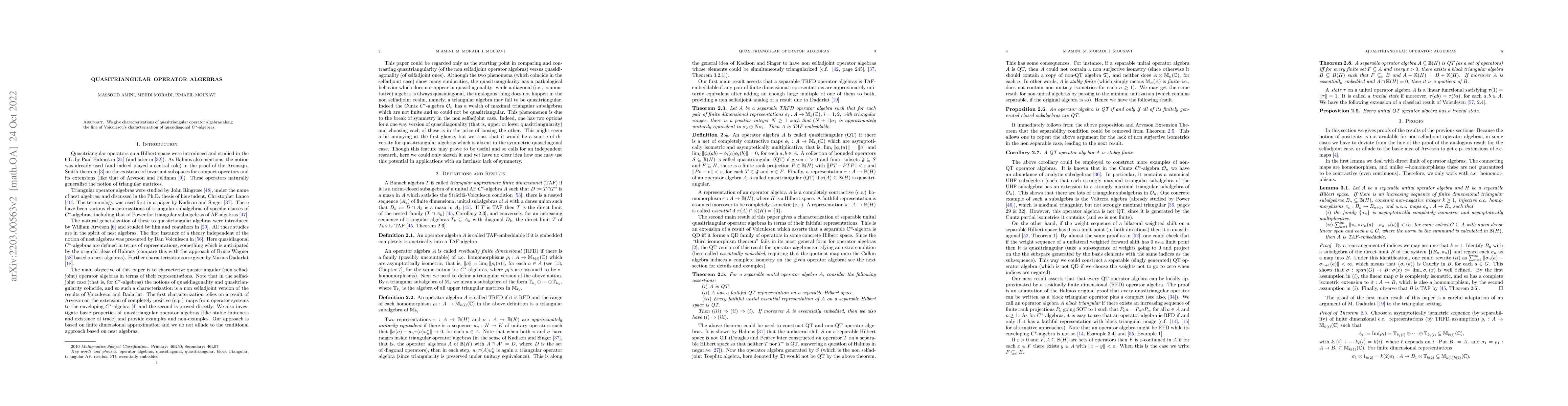 Thumbnail for Quasitriangular operator algebras