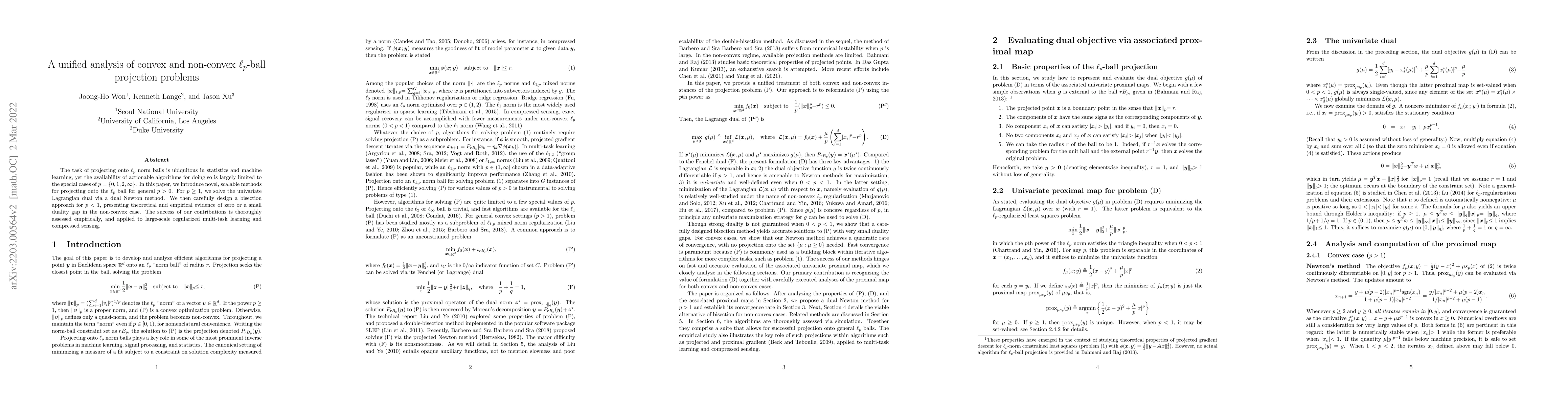 Thumbnail for A unified analysis of convex and non-convex lp-ball projection problems