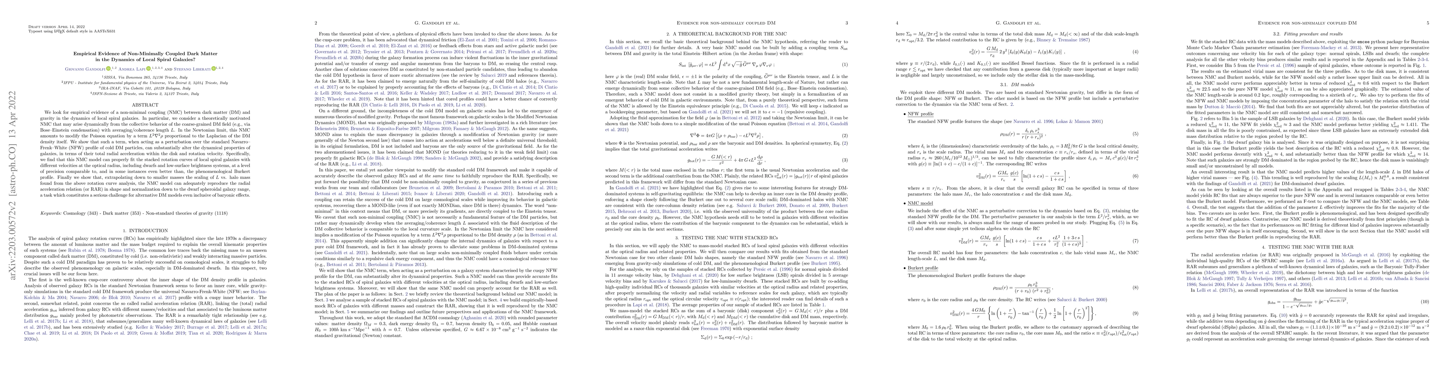 Thumbnail for Empirical Evidence of Non-Minimally Coupled Dark Matter in the Dynamics
  of Local Spiral Galaxies?