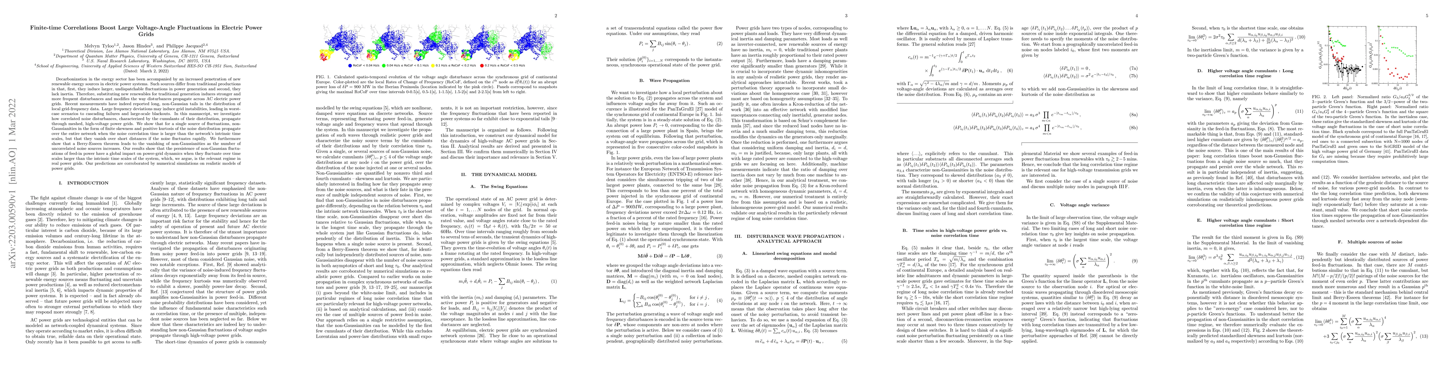 Thumbnail for Finite-time Correlations Boost Large Voltage-Angle Fluctuations in
  Electric Power Grids