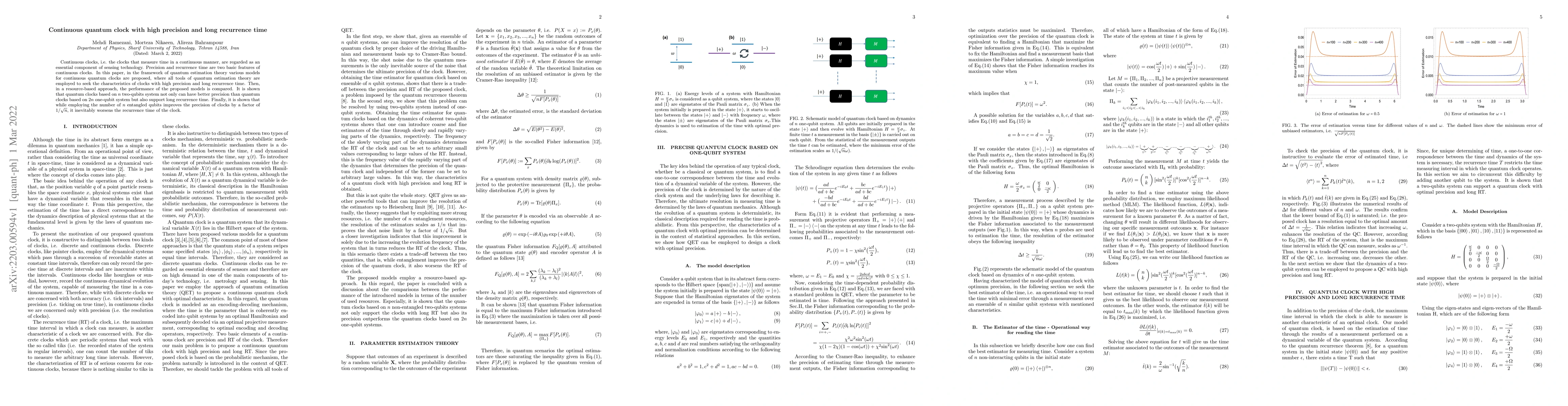 Thumbnail for Continuous quantum clock with high precision and long recurrence time