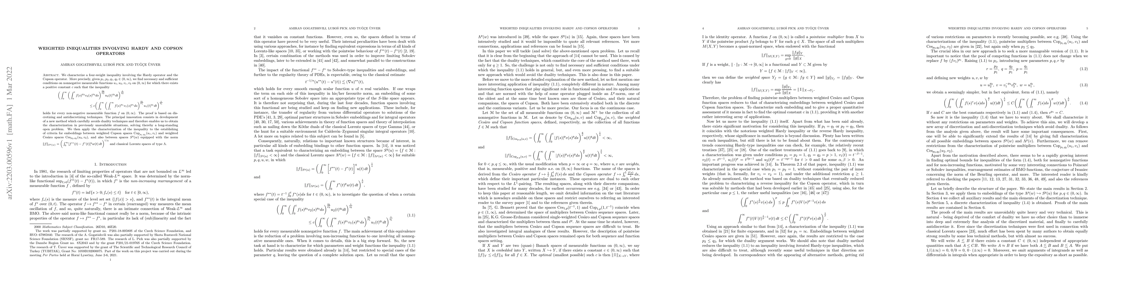 Thumbnail for Weighted inequalities involving Hardy and Copson operators