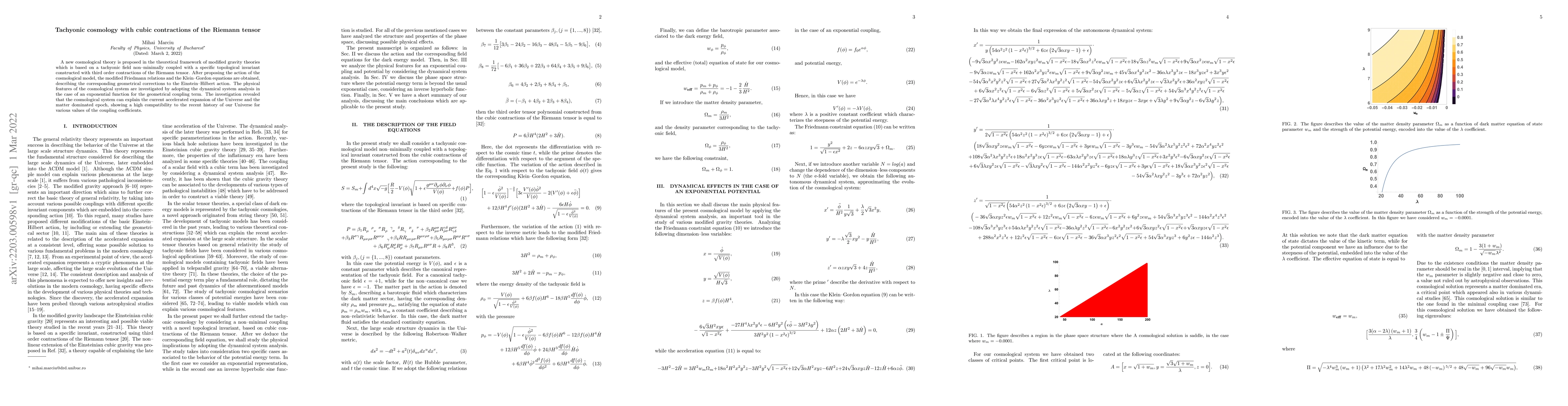 Thumbnail for Tachyonic cosmology with cubic contractions of the Riemann tensor