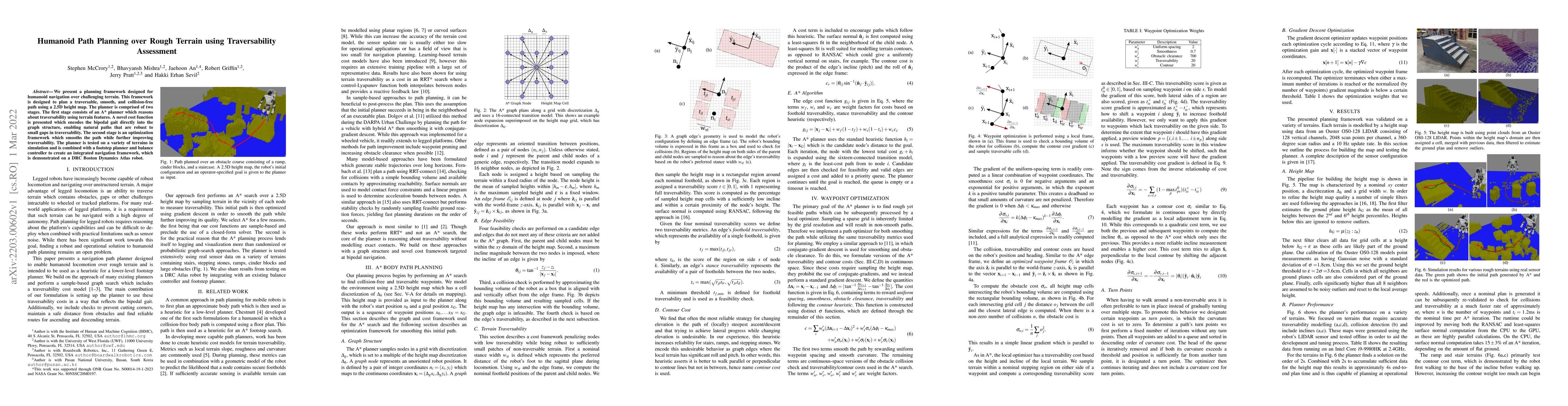Thumbnail for Humanoid Path Planning over Rough Terrain using Traversability
  Assessment