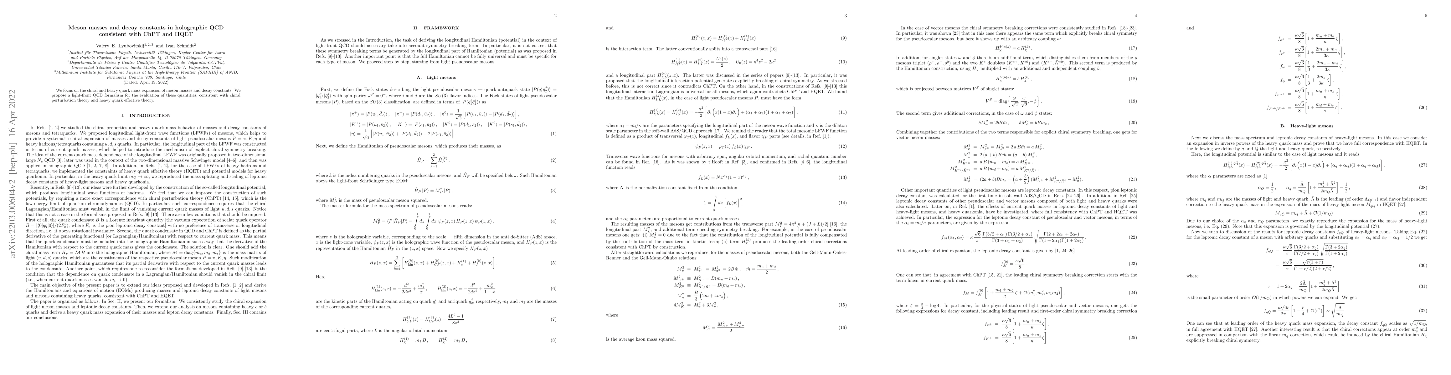 Thumbnail for Meson masses and decay constants in holographic QCD consistent with ChPT
  and HQET