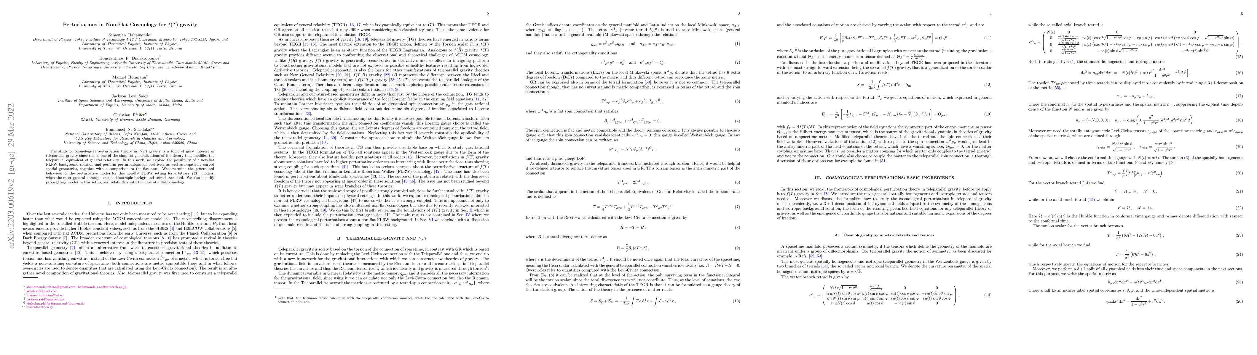 Thumbnail for Perturbations in Non-Flat Cosmology for $f(T)$ gravity