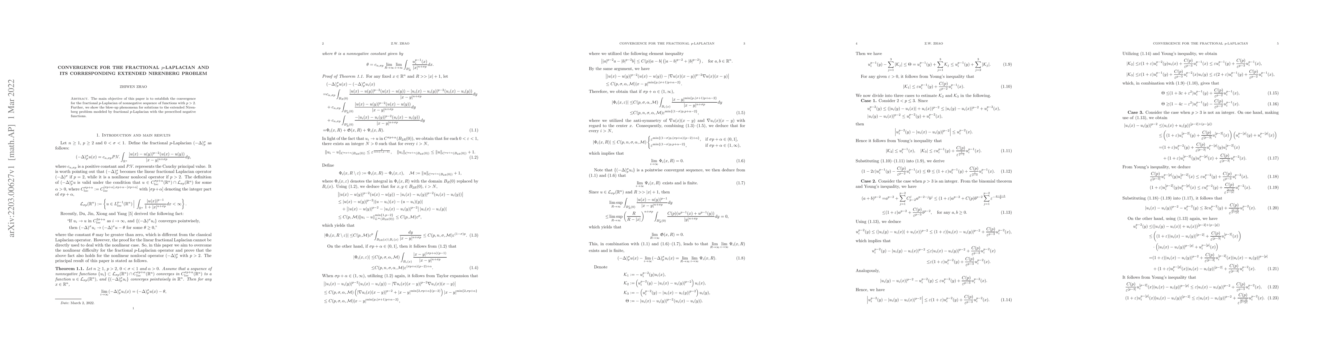 Thumbnail for Convergence for the fractional $p$-Laplacian and its corresponding
  extended Nirenberg problem