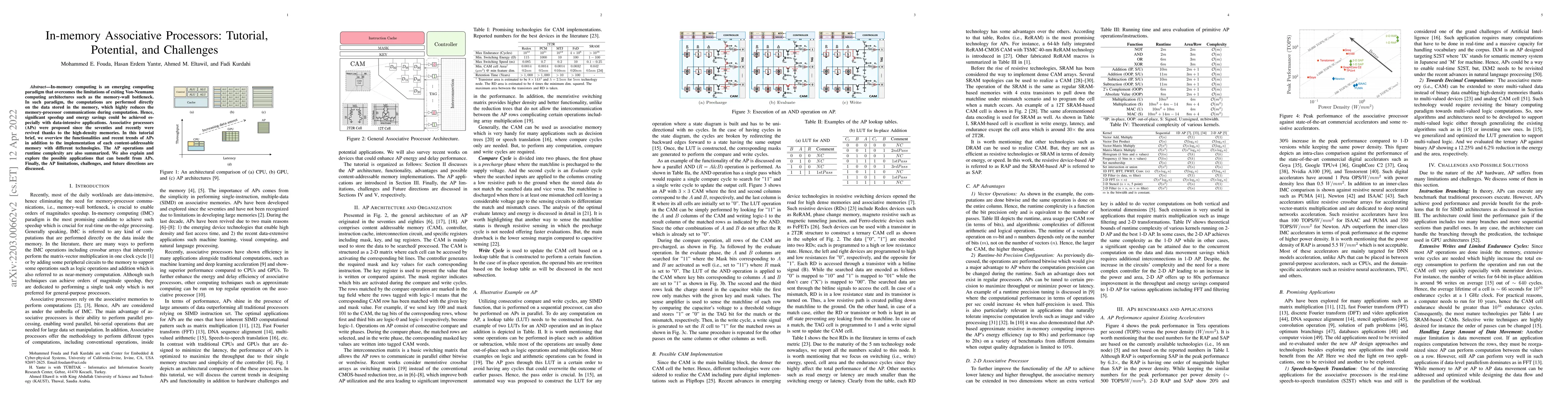 Thumbnail for In-memory Associative Processors: Tutorial, Potential, and Challenges