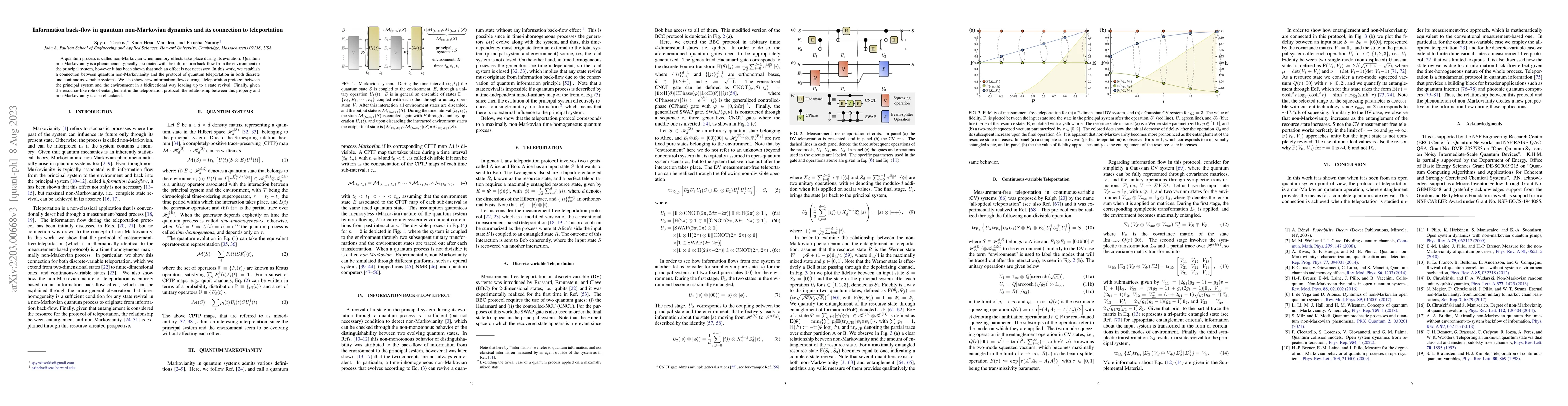 Thumbnail for Information back-flow in quantum non-Markovian dynamics and its
  connection to teleportation