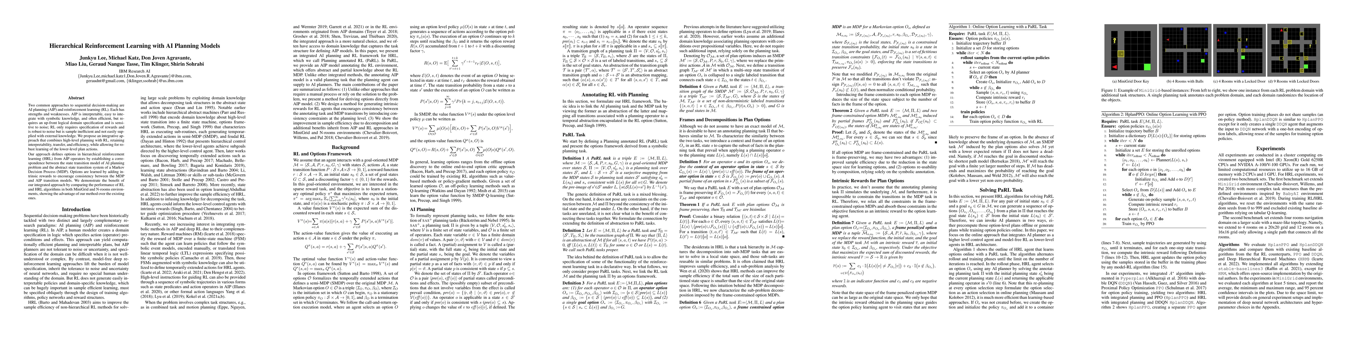 Thumbnail for Hierarchical Reinforcement Learning with AI Planning Models