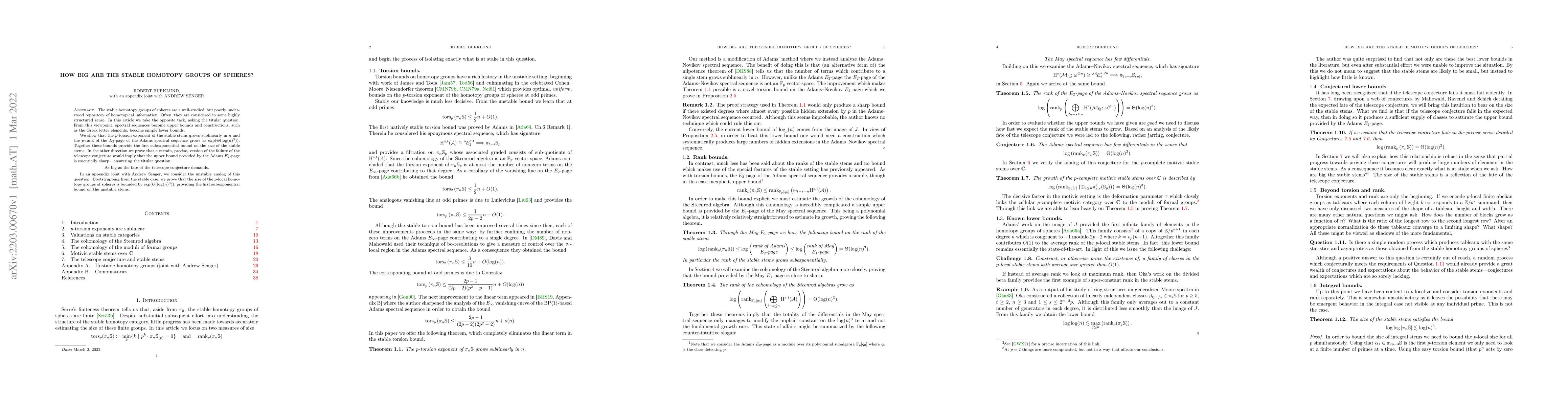 Thumbnail for How Big are the Stable Homotopy Groups of Spheres?
