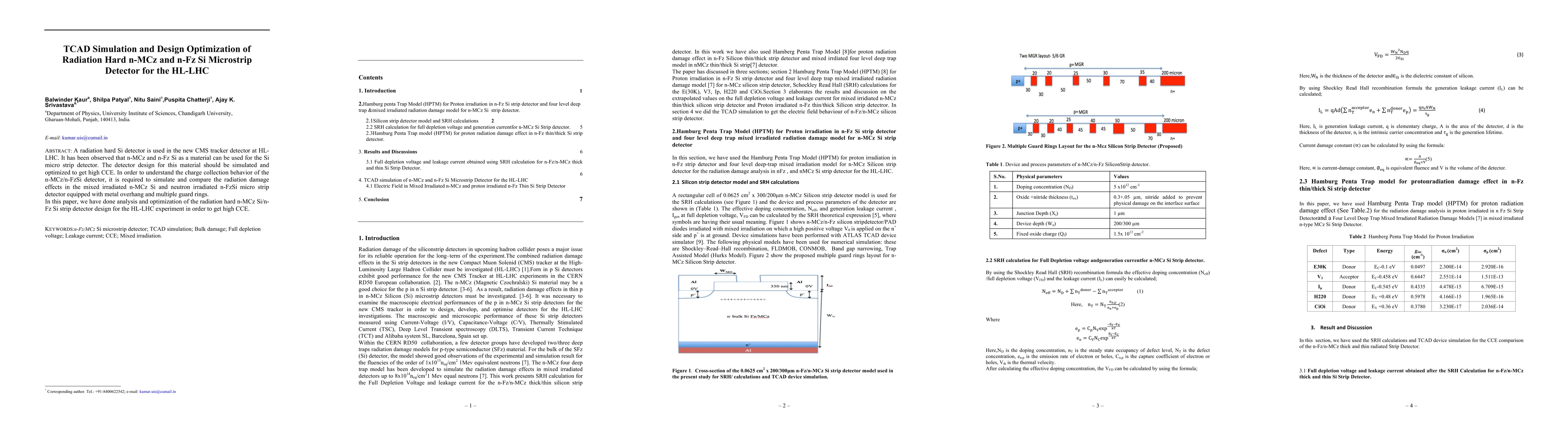 Thumbnail for TCAD Simulation and Design Optimization of Radiation Hard n-MCz and n-Fz
  Si Microstrip Detector for the HL-LHC