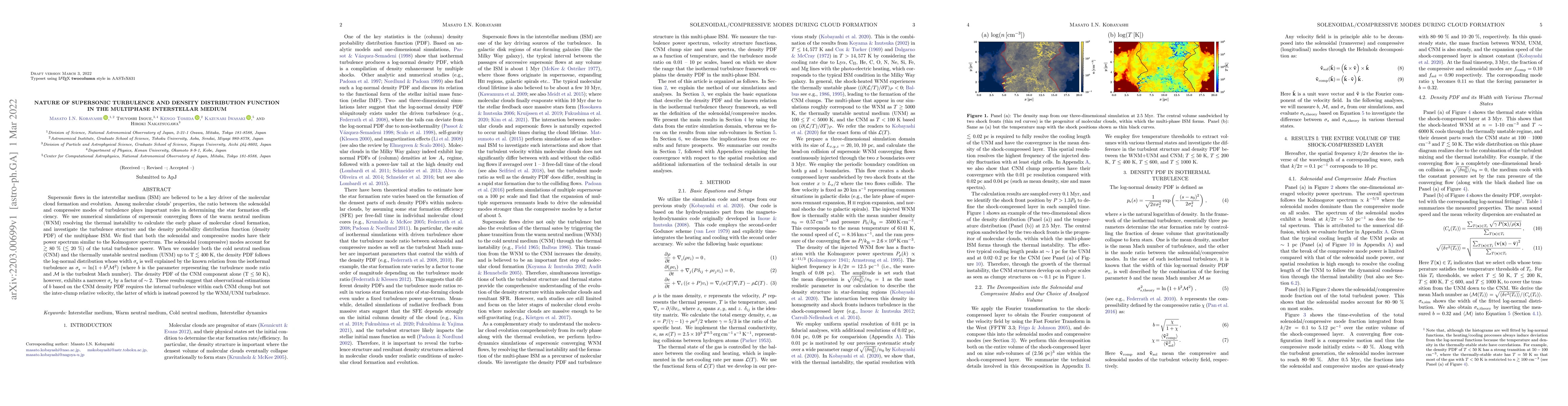 Thumbnail for Nature of supersonic turbulence and density distribution function in the
  multiphase interstellar medium